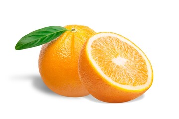 Orange fresh ripe juicy fruit with slice