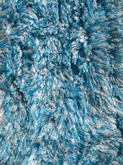 Blue and white long pile carpet
