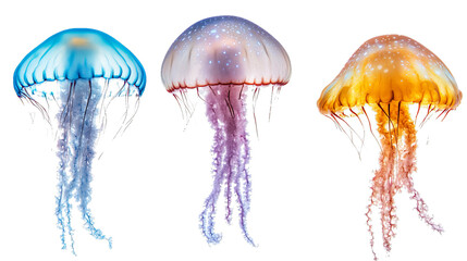Jellyfish grouping isolated on white background