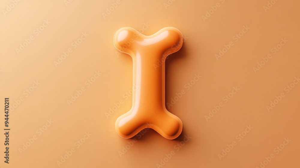Poster a 3d single icon of a dog treat shaped like a bone illustrated in a minimalistic design with smooth 