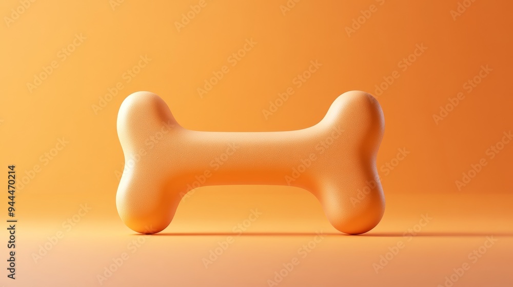 Poster a 3d single icon of a dog treat shaped like a bone illustrated in a minimalistic design with smooth 