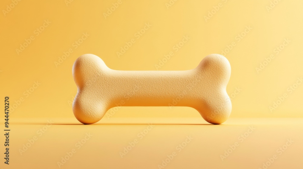 Poster a 3d single icon of a dog treat shaped like a bone illustrated in a minimalistic design with smooth 