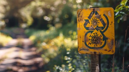 yellow virus danger notice worn on a road