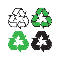 Obraz premium Brush Stroke Recycle Symbol Set Vector Design.