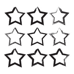 Brush Stroke Star Shape Set Vector Design.