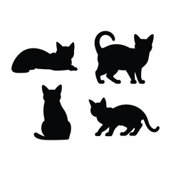 Obraz premium Scottish fold cat silhouette vector template illustration