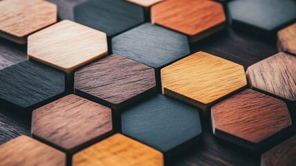 Fototapeta premium Abstract Hexagon Patterns with Intricate Geometric Designs and Bold Color Contrast