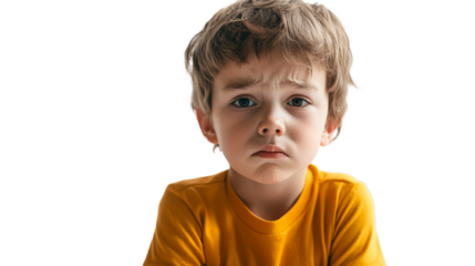 Little boy cry and sad isolation on white background, PNG