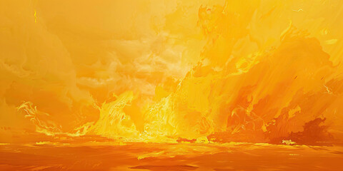 An abstract expression of warm yellows and oranges, resembling a fire's embers, spreading across a European canvas.