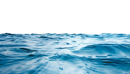 Side view surface of blue water in white background