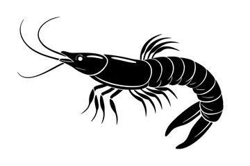 shrimp vector silhouette, shrimp icon vector, Sea lobster	