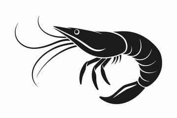 shrimp vector silhouette, shrimp icon vector, Sea lobster	