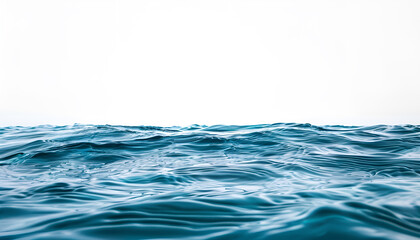 Side view surface of blue water in white background