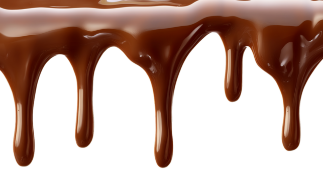 melted chocolate dripping on isolate transparency background, PNG