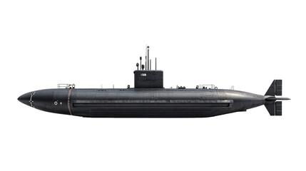 Military submarine isolated on a white background