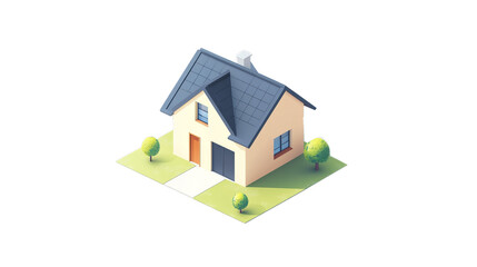 Minimalism house isometric isolated on a white background