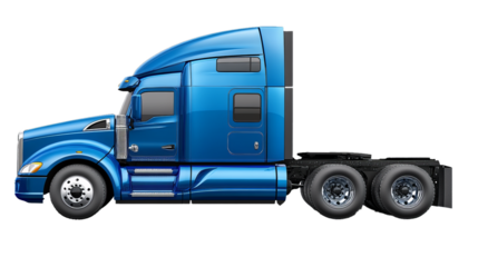 modern clean truck tractor in blue, on transparency background PNG