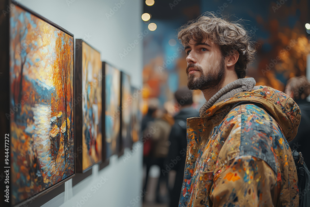 Canvas Prints a painter unveiling their latest work at an exhibition, receiving admiration and praise from viewers