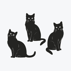 Fototapeta premium Elegant Siberian Cat Silhouette Vector Illustration Template