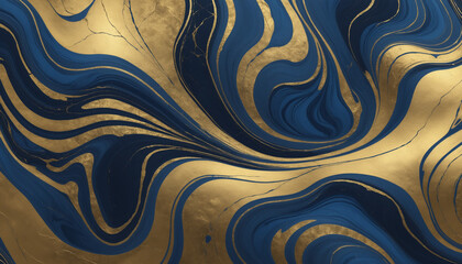 Texture abstrait effet fond fluide texture marbre mouvant liquide or bleu.