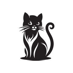 Pussy cat cub silhouette illustration