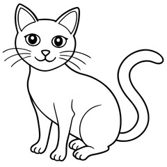Fototapeta premium Halloween cat line art vector illustration, Halloween outline vector 