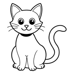Halloween cat line art vector illustration, Halloween outline vector	
