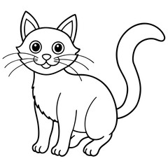 Halloween cat line art vector illustration, Halloween outline vector	
