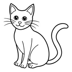 Halloween cat line art vector illustration, Halloween outline vector	
