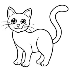 Halloween cat line art vector illustration, Halloween outline vector	
