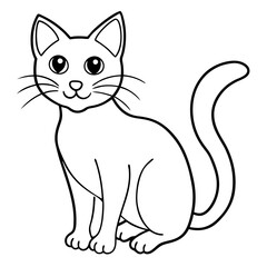 Halloween cat line art vector illustration, Halloween outline vector	
