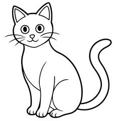 Fototapeta premium Halloween cat line art vector illustration, Halloween outline vector 