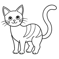 Halloween cat line art vector illustration, Halloween outline vector	
