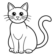 Obraz premium Halloween cat line art vector illustration, Halloween outline vector 