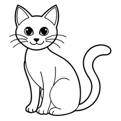 Fototapeta premium Halloween cat line art vector illustration, Halloween outline vector 