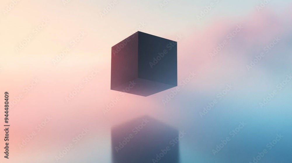 Canvas Prints a cube is floating in the air above a body of water