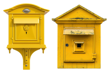 Yellow Mail Boxes Set on Transparent Background