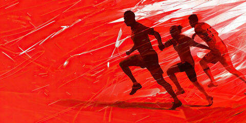 A energetic red abstract, conveying the passion and competition of sports, perfect for a gym or sports team's office.