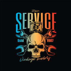 Vintage Custom Motorcycle Poster. Original vector illustration in vintage style isolated on black background. T-shirt design.