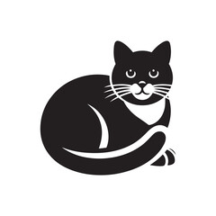 Pussy cat cub silhouette illustration