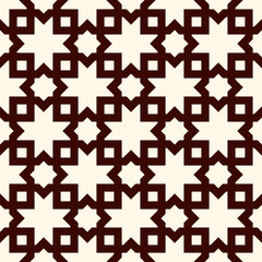 Obraz premium Seamless surface design with arabic ornament. Moroccan stars and crosses motif. Oriental traditional pattern with repeated mosaic tile. Tracery window wallpaper. Arabesque digital paper, textile print