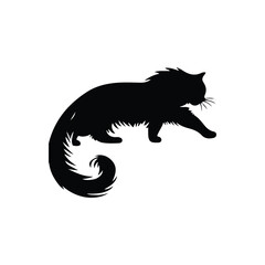 Whiskered Elegance Trendy Cat Silhouette Vector Art 