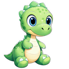Naklejka premium Friendly Green Dinosaur Toy on a transparent background