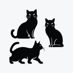 Elegant Siberian Cat Silhouette Vector Illustration Template