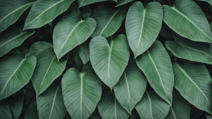 Fototapeta premium Tropical Leaves Background: Vibrant Green Foliage