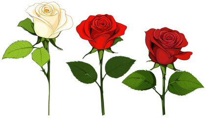 Set Roses on a transparent background