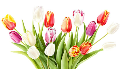 Obraz premium bouquet of tulips on a transparent background