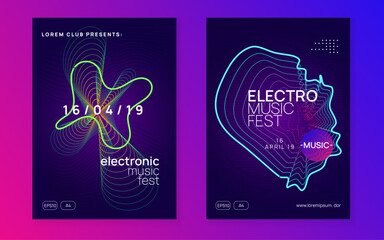 Edm Poster. Dance Set. Sound Trance Graphic. Pink Fest Flyer. Soundwave Audio Illustration. Electro Cover. Blue Dj Background. Green Edm Poster