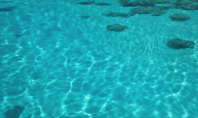 Obraz premium The crystal-clear water shimmers in the sunlight on a beautiful day