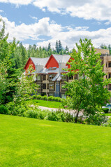 Houses in suburb at Summer in the north America. Luxury houses with nice landscape.